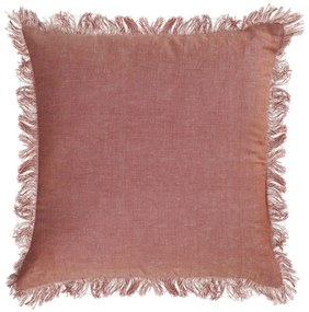 Kave Home - Fodera cuscino Abinadi in cotone e lino frange terracotta 45 x 45 cm