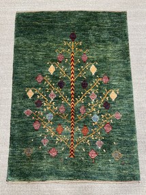 Loribaft Tappeto 80 x 110 Verde (Iran) Annodato A Mano