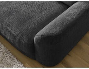 Divano angolare nero (con penisola a sinistra/con chaise lounge) con rivestimento in ciniglia Leonore – Bobochic Paris