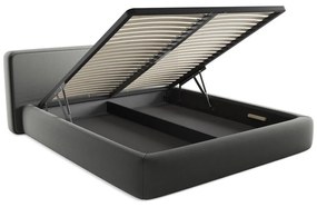 Letto matrimoniale imbottito grigio con contenitore con griglia 180x200 cm Kiana - Makamii