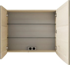 Specchio Contenitore Con Illuminazione PELIPAL pino polar L 85 x H 70 x P 17 cm, completo di presa ed interuttore