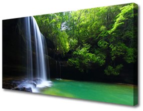 Quadro su tela Cascata, natura, foresta, lago 100x50 cm