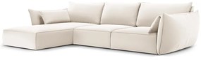 Divano angolare beige (con penisola a sinistra/con chaise lounge) con rivestimento in velluto Vanda – Mazzini Sofas