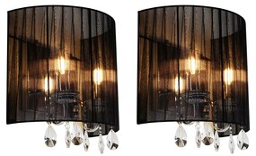 Set di 2 lampade da parete cromate con paralume nero - Ann-Kathrin 2