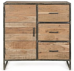 Credenza ELMER in legno di acacia e acciaio, 90x40x90 cm