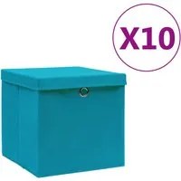 Contenitori con Coperchi 10 pz 28x28x28 cm Azzurrocod mxl 103848