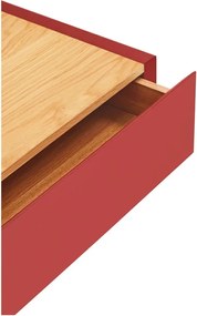 Comodino rosso con piano effetto rovere da parete Arista – Teulat