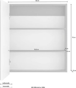 Mobile da bagno a parete con specchio , 60 x 70 cm Wisla - Støraa