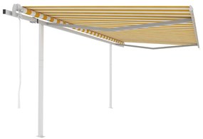 Tenda Da Sole Retrattile Automatica Con Pali 4x3m Gialla Bianca /