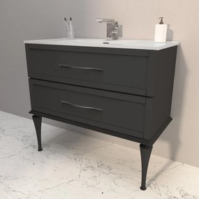 Mobile sottolavabo e lavabo Tiffany grigio grafite L 100 x P 46 cm 1 vasca 2 cassetti