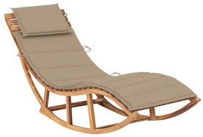 Lettino Prendisole A Dondolo Con Cuscino İn Massello Di Teak /