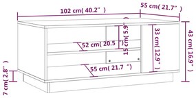 Tavolino da Salotto Bianco Lucido 102x55x43 cm in Truciolato