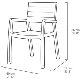 Sedia Da Esterno In Resina Effetto Legno Con Braccioli Bianco E Grigio Harmony Keter