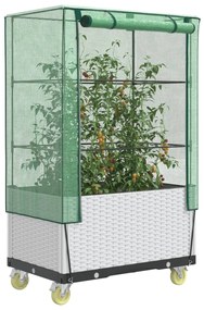 Letto Rialzato Con Copertura E Ruote Effetto Rattan 80x50x182cm /