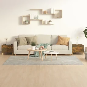 Tavolini Salotto 2 Pz Rovere Fumo 50x50x40cm Legno Multistrato /