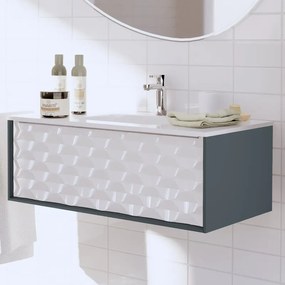 Mobile sottolavabo e lavabo Neo grigio scuro/bianco 3d L 90 x H 32 x P 48 cm 1 vasca