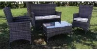 Set da Giardino Divano Poltrone e Tavolino in Polyrattan Morel Valeria Grigio