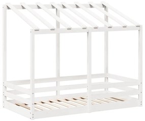 Letto per bambini con tetto bianco 70x140cm legno massello pino