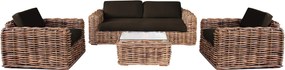 ROSEUS - salotto da giardino completo di cuscini intreccio in rattan naturale