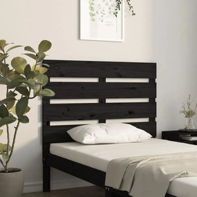 Testiera per letto nera 90x3x80 cm in legno massello di pino