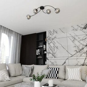 Lampada da soffitto in acciaio e vetro VIBRA 4 da interno 4xE14 Colore del corpo Nero e Grafite