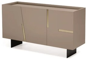 Madia in legno 3 ante 160 cm Tortora e specchio bronzo - GIRONA 2 piedini