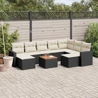 Set Divani da Giardino 10pz con Cuscini in Polyrattan Nero 3224404