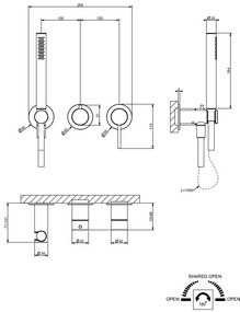 Parte esterna miscelatore doccia 2 vie con deviatore presa acqua parte incasso non inclusa Steel brushed 54039 Gessi