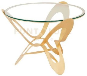 Tavolo contemporaneo originale ninfa oro in ferro e vetro diam.65x5...