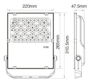 Proiettore LED 50W RGB+CCT IP66 Angolo 25°, Dimmerabile - 2.4GHz Colore RGB+CCT