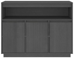 Credenza Grigia 104,5x34x80 cm in Legno Massello di Pino