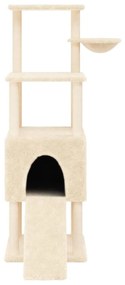 Albero per gatti con tiragraffi in sisal crema 153 cm