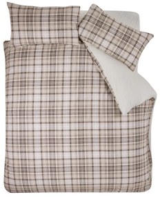 Set copripiumino e federa marrone in sherpa per letto matrimoniale 200x200 cm Cosy Sherpa Check – Catherine Lansfield