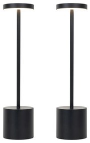 Set of 2 Outdoor Table Lamps Black Incl. LED and Dimmer Rechargeable - Dupont