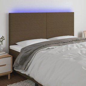 Testiera A Led Marrone Scuro 180x5x118/128 Cm İn Tessuto /