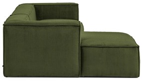 Kave Home - Divano Blok 3 posti chaise longue sinistra in velluto a coste spesse verde 300 cm