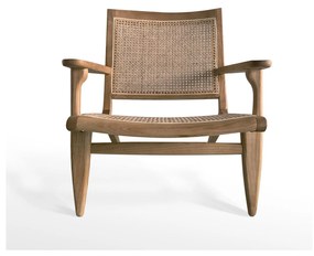 POLTRONA FRIDA IN LEGNO E RATTAN