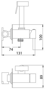 Aqualine - Rubinetto per bidet con doccia da incasso opaco nero