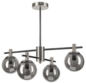 Lampadario a sospensione con supporto rigido LILOU 4xE14/5W/230V cromo opaco/fumé