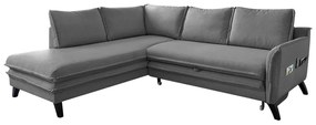 Divano letto angolare grigio L, angolo sinistro Charming Charlie - Miuform