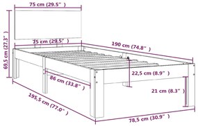 Giroletto in Legno Massello 75x190 cm Small Single