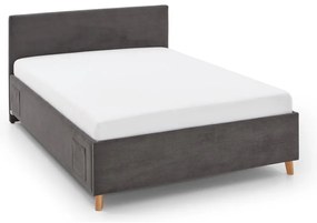 Letto da bambini color antracite imbottito con contenitore con rete inclusa 120x200 cm Cool – Meise Möbel