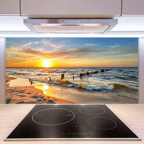 Pannello rivestimento parete cucina Spiaggia del mare al tramonto 100x50 cm