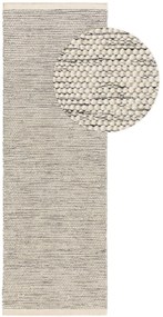 benuta Pure Tappeto passatoia in lana Rocco Beige/Nero 70x200 cm - Tappeto fibra naturale