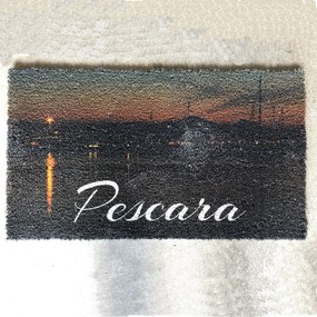 Zerbino in cocco con stampa tramonto sul fiume Pescara cm. 70x40