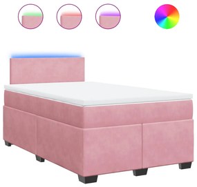 Giroletto a molle con materasso rosa 120x190 cm in velluto