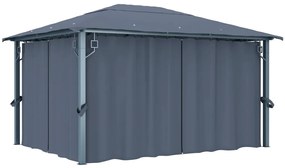 Gazebo Con Tenda 400 X 300 Cm Antracite İn Alluminio /