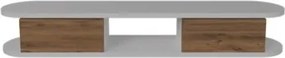 Mobile TV Sospeso 120x20x18 cm 2 Ante E Vano A Giorno Omega Bianco E Rovere