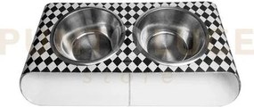 Portaciotole doppio piccolo pet bianco e nero