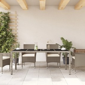 Tavolo giardino piano vetro grigio chiaro 190x90x75 polyrattan